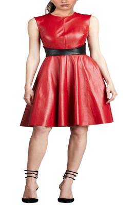 women's red lambskin mini leather dress form fitting bodycon style premium 1