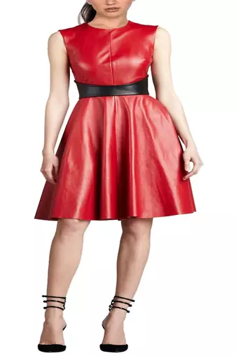 women's red lambskin mini leather dress form fitting bodycon style premium