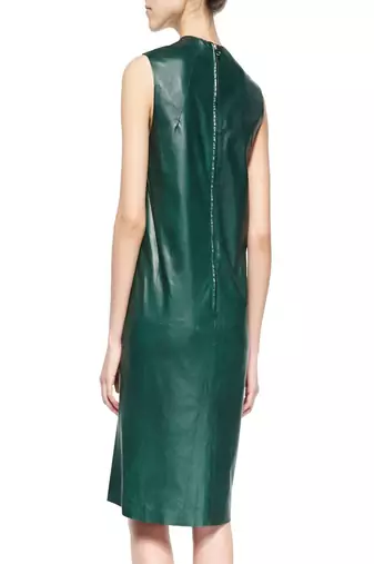 women's lambskin mini leather dress sleeveless fit refined