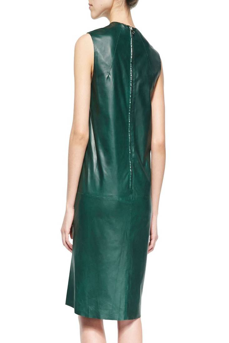 women's lambskin mini leather dress sleeveless fit refined