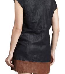women's lambskin mini leather dress sleeveless cut elegant