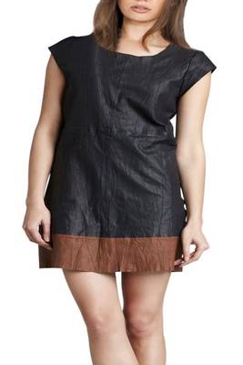 women's lambskin mini leather dress sleeveless cut elegant 1