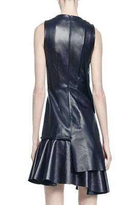 women's lambskin leather dress short sleeve design stylish 2