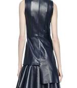 women’s lambskin genuine leather bodycon dress fit & flare short sleeve dress
