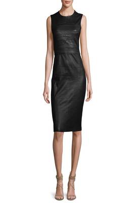 women's lambskin mini leather dress sleeveless fit elegant 1