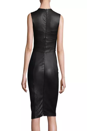 women's lambskin mini leather dress sleeveless fit elegant