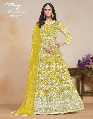 YELLOW HEAVY NET GOWN  2