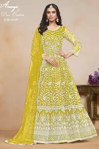 YELLOW HEAVY NET GOWN 