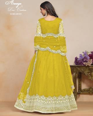 YELLOW HEAVY NET GOWN  3