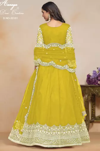 YELLOW HEAVY NET GOWN 