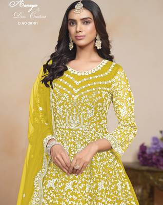 YELLOW HEAVY NET GOWN  4