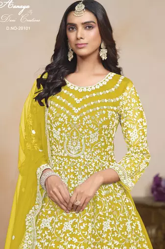 YELLOW HEAVY NET GOWN 