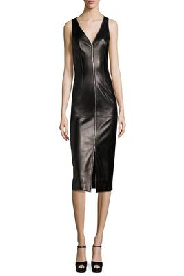 women's lambskin mini leather dress sleeveless cut sophisticated 1