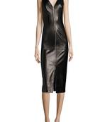 women’s lambskin genuine leather bodycon dress sleeveless mini leather dress 