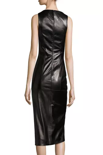 women's lambskin mini leather dress sleeveless cut sophisticated