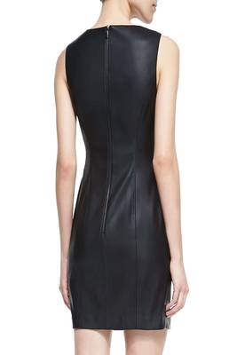 women's lambskin mini leather dress sleeveless fit sophisticated 2