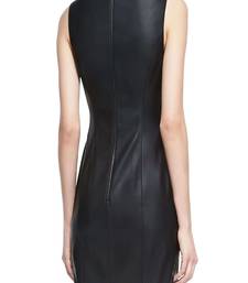women's lambskin mini leather dress sleeveless fit sophisticated
