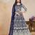 BLUE COLOR CORDING WORK HEAVY NET SEMI STICHED DESIGNER GOWN 