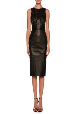 women's lambskin mini leather dress sleeveless cut classic 1