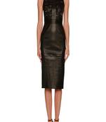 women's lambskin mini leather dress sleeveless cut classic