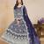 BLUE COLOR CORDING WORK HEAVY NET SEMI STICHED DESIGNER GOWN 