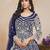 BLUE COLOR CORDING WORK HEAVY NET SEMI STICHED DESIGNER GOWN 