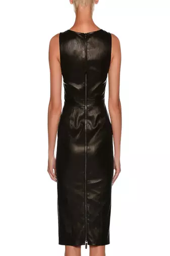 women's lambskin mini leather dress sleeveless cut classic