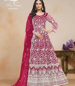 RANI COLOR CORDING WORK HEAVY NET SEMI STICHED DESIGNER GOWN 
