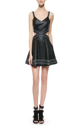 women's lambskin leather dress bold studded detailing premium 1