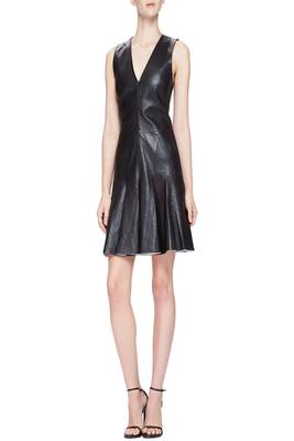 women's genuine lambskin mini leather dress form fitting bodycon style signature 1