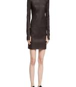 women's lambskin leather dress long sleeve design genuine
