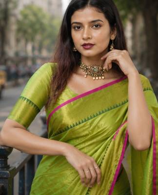  parrot handloom cotton tissue saree 5