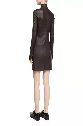 women's lambskin leather dress long sleeve design genuine