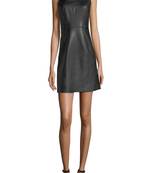 women’s lambskin genuine leather bodycon dress party wear mini sleevless dress 