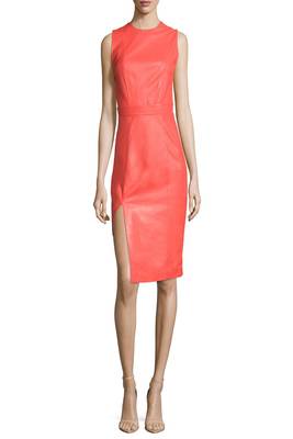 women's genuine lambskin mini leather dress form fitting bodycon style top grade 1