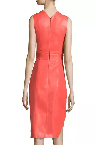 women's genuine lambskin mini leather dress form fitting bodycon style top grade