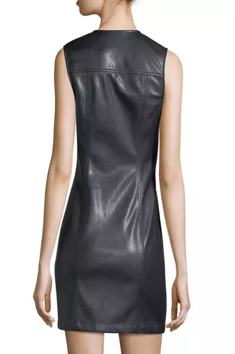 women's genuine lambskin mini leather dress form fitting bodycon style fine