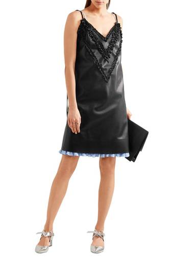 women's genuine lambskin leather dress fit and flare style