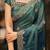 Teal Color beads work chiffon Saree