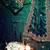 Teal Color beads work chiffon Saree
