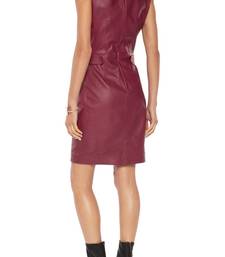 women's genuine lambskin mini leather dress form fitting bodycon style featured