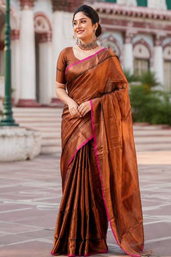  copper handloom cotton tissue saree