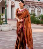  copper handloom cotton tissue saree