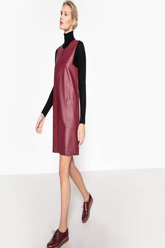 women's lambskin mini leather dress sleeveless fit classic