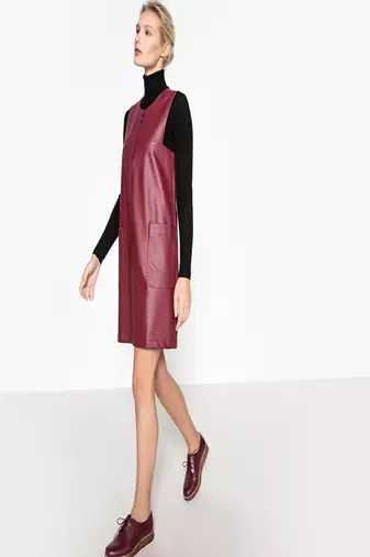 women's lambskin mini leather dress sleeveless fit classic