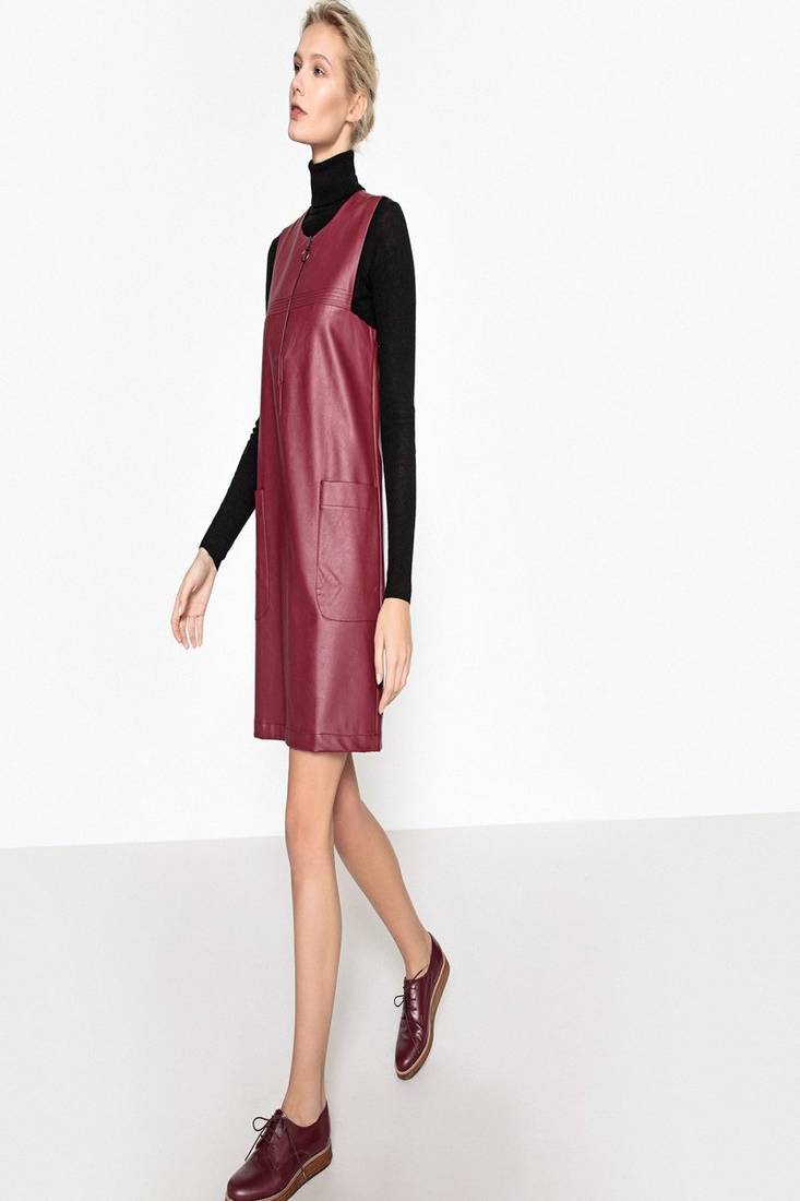 women's lambskin mini leather dress sleeveless fit classic