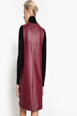 women's lambskin mini leather dress sleeveless fit classic 2
