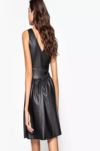 women's genuine lambskin leather dress fit and flare style premium