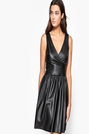 women's genuine lambskin leather dress fit and flare style premium