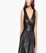 women's genuine lambskin leather dress fit and flare style premium
